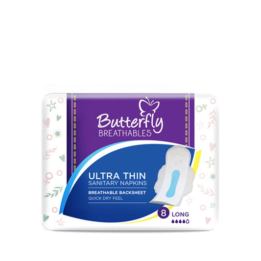 BUTTERFLY ULTRA THIN SANITARY NAPKINS LARGE 8 PCS