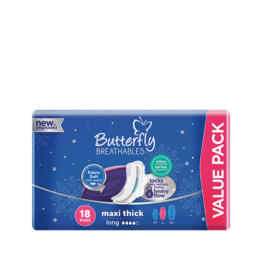 BUTTERFLY MAXI THICK SANITARY NAPKINS LARGE 18 PCS