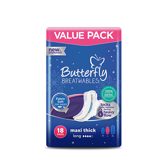 BUTTERFLY MAXI THICK SANITARY NAPKINS LARGE 18 PCS