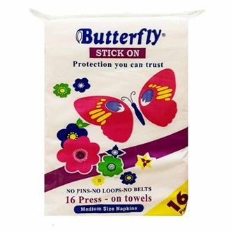 BUTTER FLY SANITARY NAPKINS MEDIUM  16 PCS