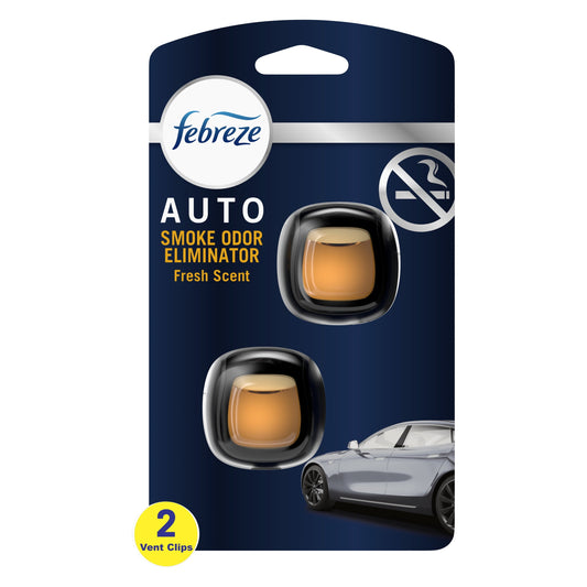 Febreze AUTO Air Freshener Vent Clip Smoke Odor Fighter, .07 oz. Car Vent Clip, Pack of 2