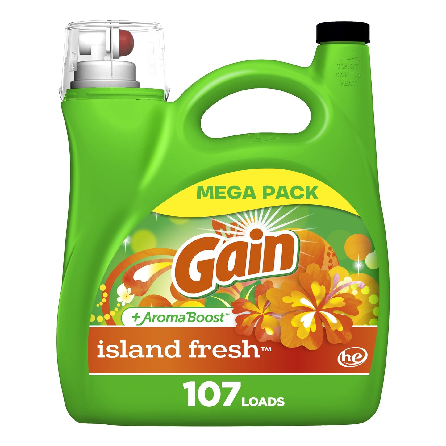 Gain + Aroma Boost Liquid Laundry Detergent, Island Fresh Scent, 107 Loads, 154 fl oz