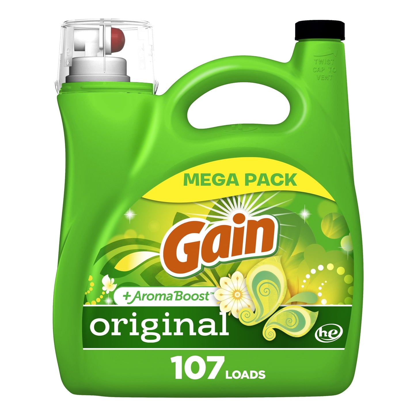 Gain + Aroma Boost Liquid Laundry Detergent, Original Scent, 107 Loads, 154 fl oz