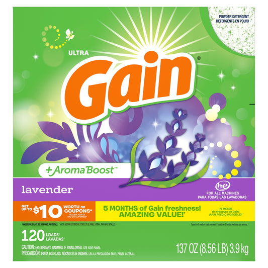 Gain Laundry Detergent Powder, Lavender, 120 Loads 137 oz