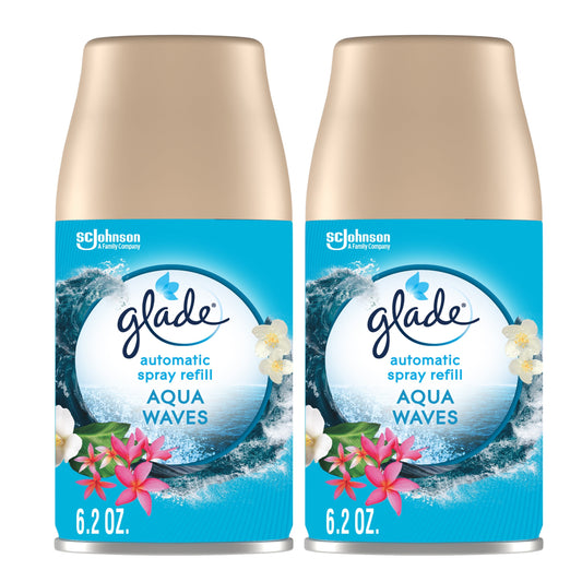 Glade Automatic Spray Refill, Air Freshener, Aqua Waves, 2 Refills, 2 x 6.2 Oz