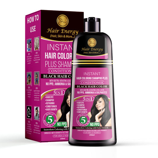 Hair Energy Instant Hair Coloring Shampoo Plus Conditioner Black