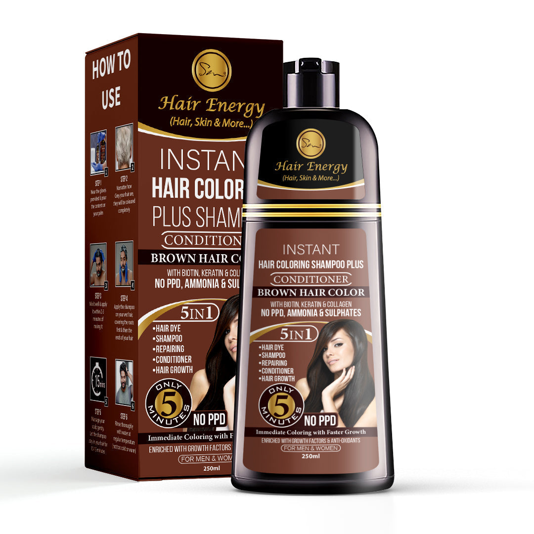 Hair Energy Instant Hair Coloring Shampoo Plus Conditioner Brown