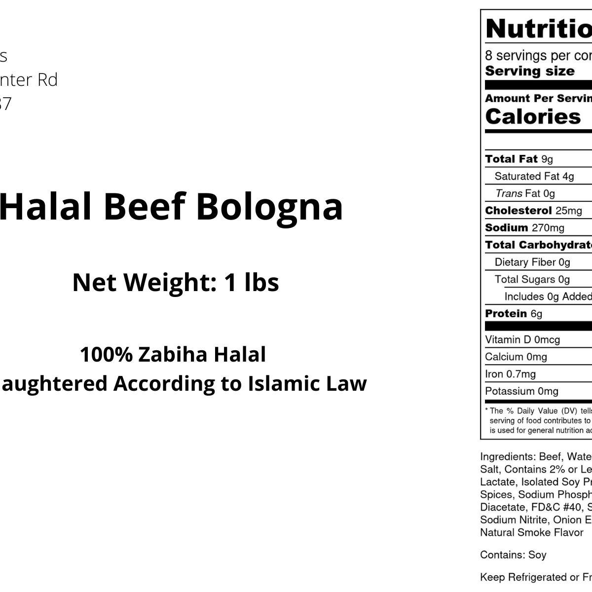 Halal Deli Sliced Beef Bologna | High Quality  | Perfect For Sandwiches |