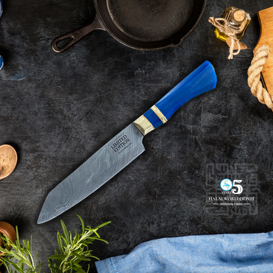 Limited Edition Halalworlddepot Anniversary Damascus Knife - The Ultimate Blend of Style & Performance