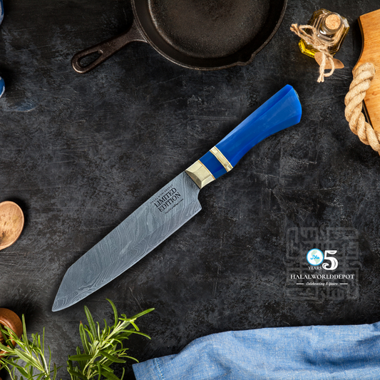 Limited Edition Halalworlddepot Anniversary Damascus Knife - The Ultimate Blend of Style & Performance