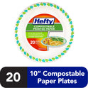 Hefty Compostable Printed Paper Plates, 10 inch, 20 Count