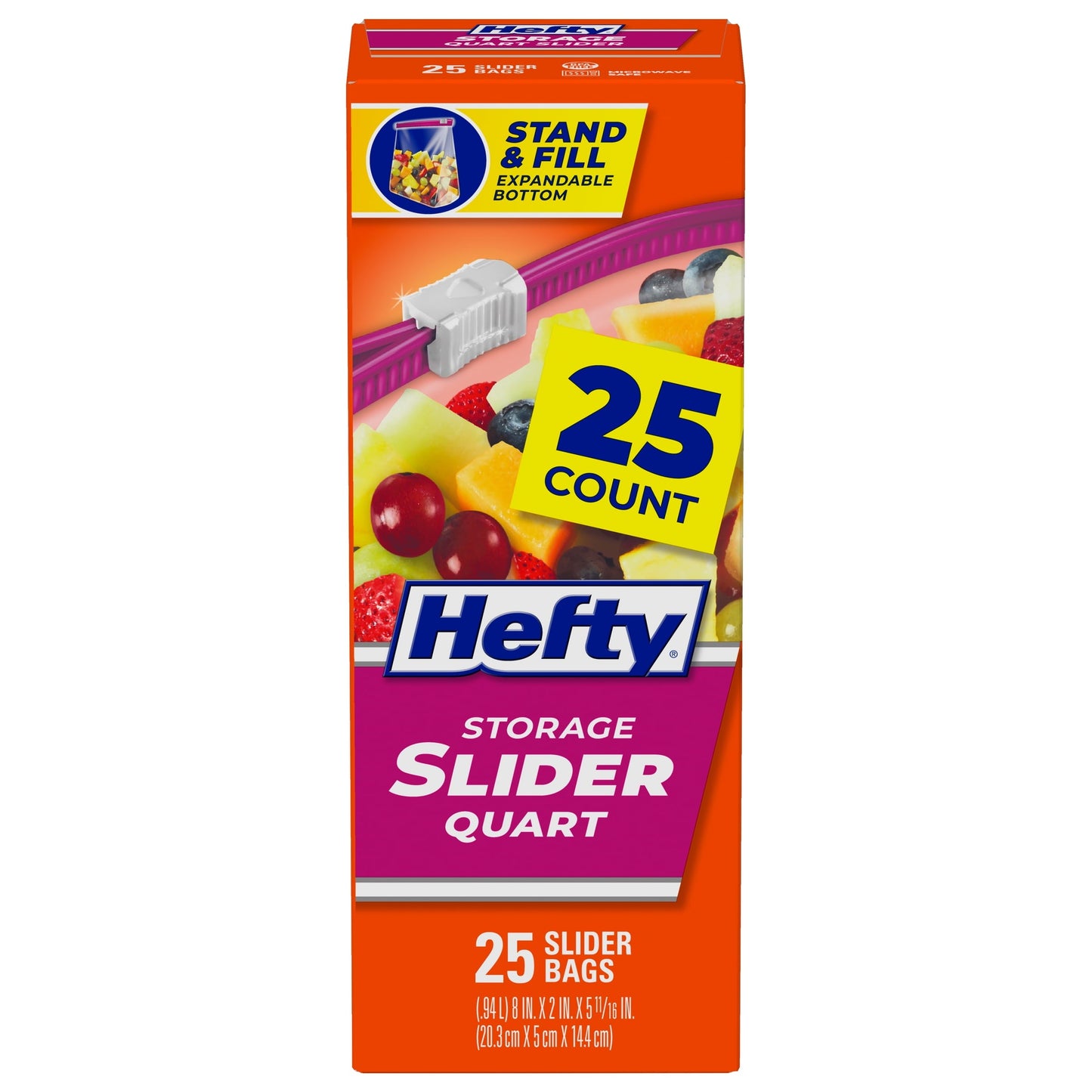 Hefty Slider Storage Bags, Quart Size, 25 Count