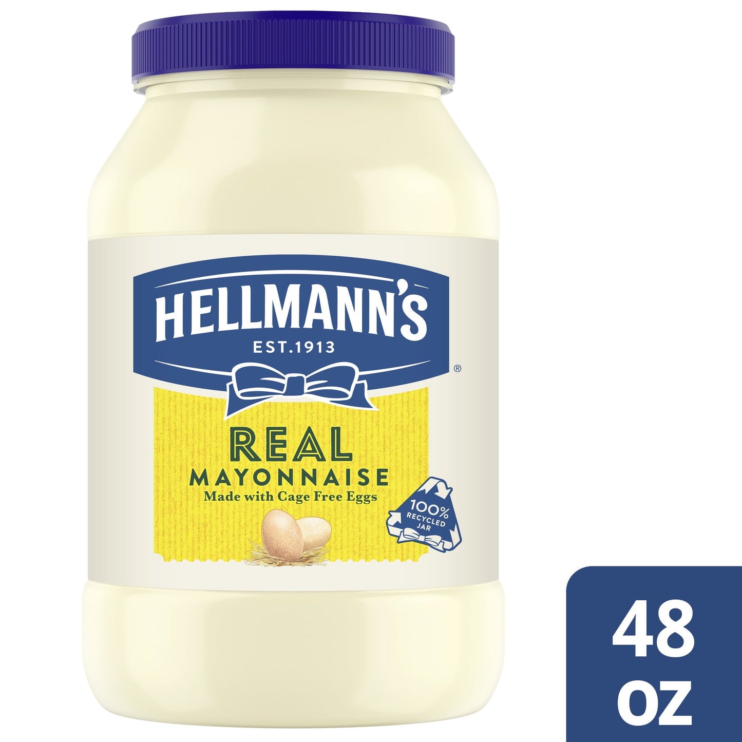 Hellmann's Made with Cage Free Eggs Real Mayonnaise, 48 fl oz Jar