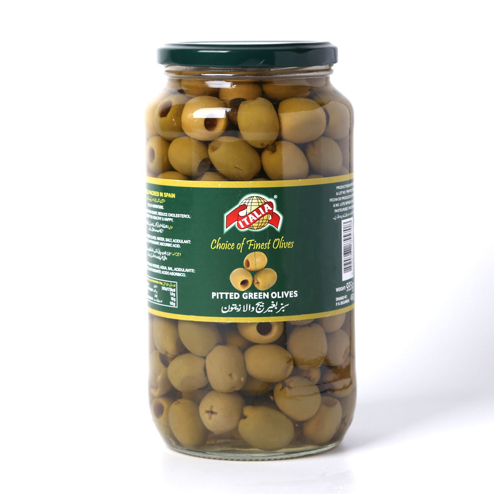 ITALIA GREEN OLIVES PITTED 935 GM