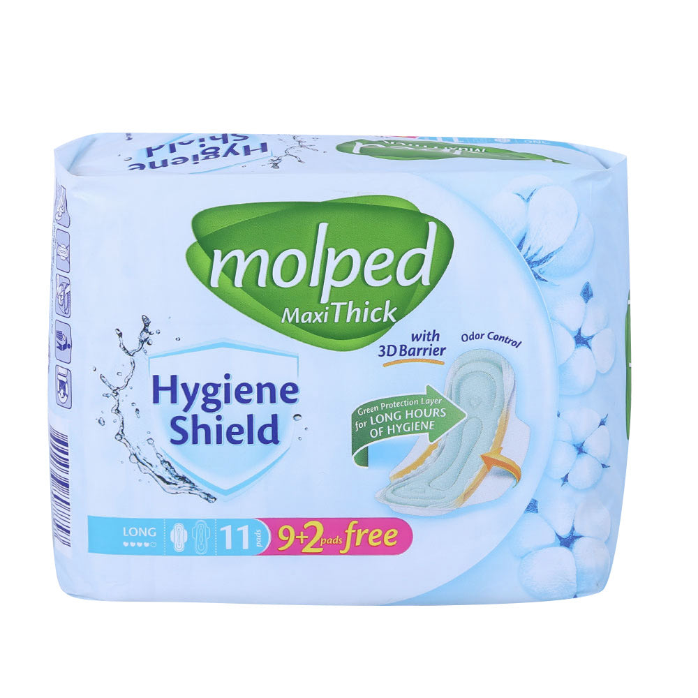 MOLPED MAXI THICK SANITARY PAD WITH BARRIER LONG 11PCS