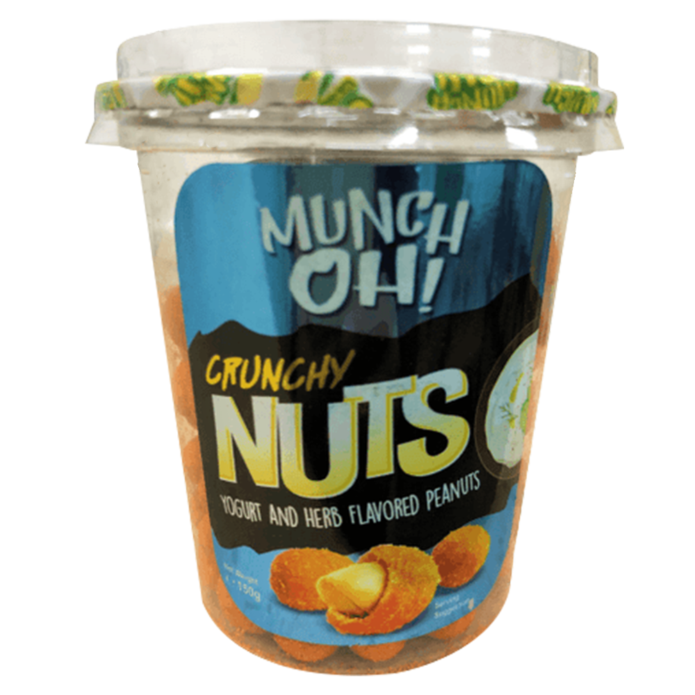 MUNCH OH CRUNCHY NUTS YOGURT AND HERB PEANUTS 150GM