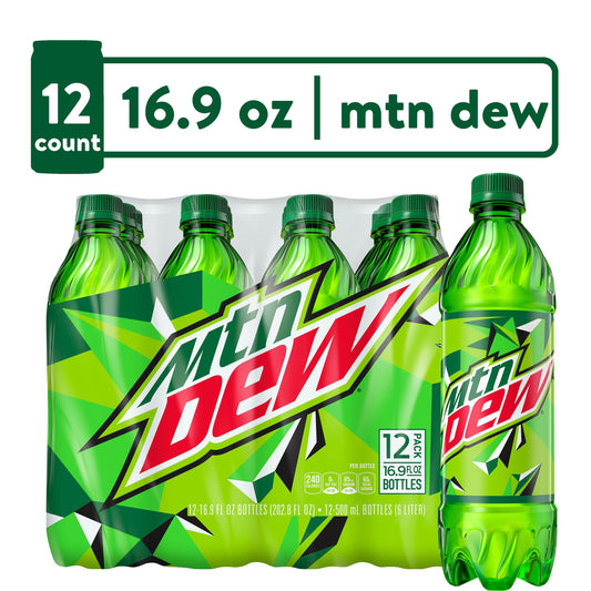 Mountain Dew Citrus Soda Pop, 16.9 fl oz, 12 Pack Bottles