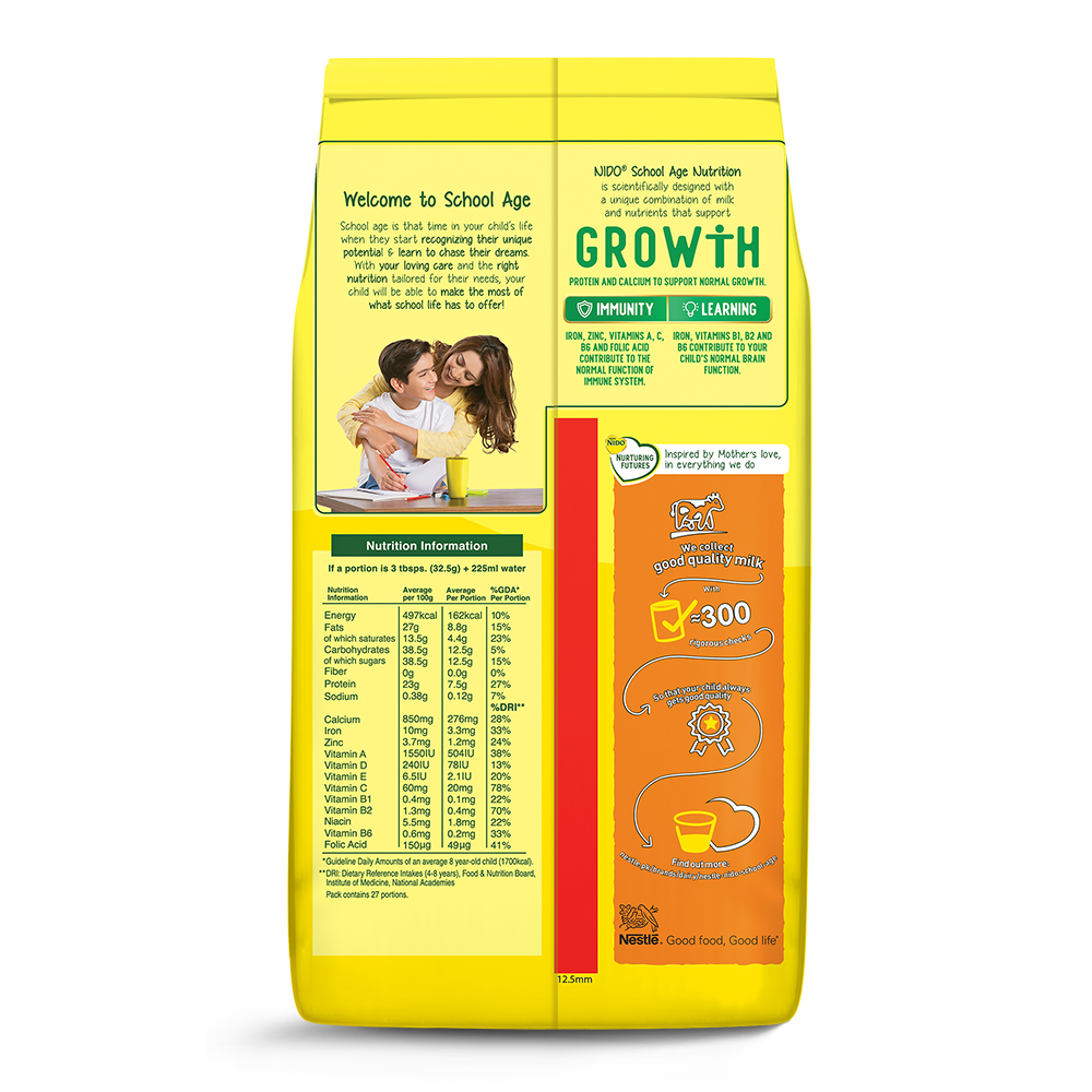 NESTLE NIDO FORTIGROW SCHOOL AGE POUCH 900GM