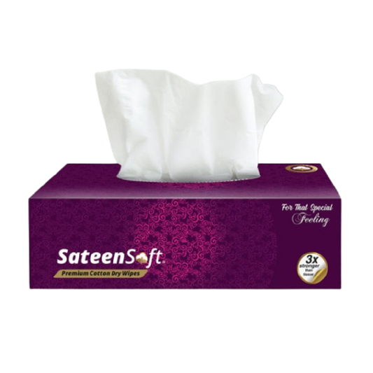 SATEENSOFT PURPLE JUMBO PACK PREMIUM COTTON DRY TISSUE WIPES