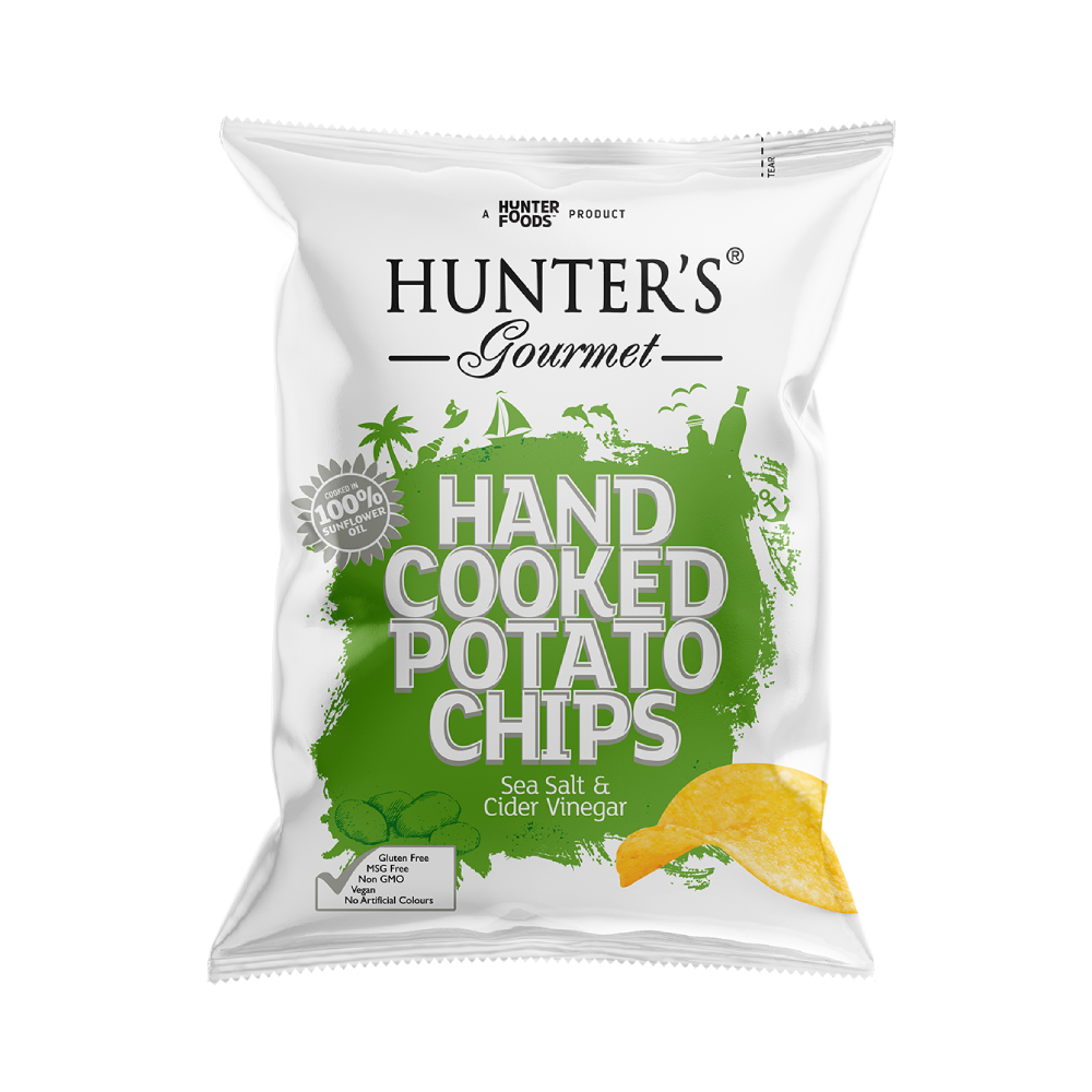 HUNTERS HAND COOKED POTATO CHIPS SEA SALT AND CIDER VINEGAR