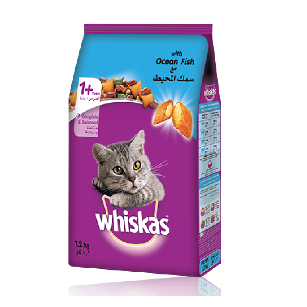 WHISKAS CAT FOOD ADULT OCEAN FISH 1+YEAR 1.2 KG