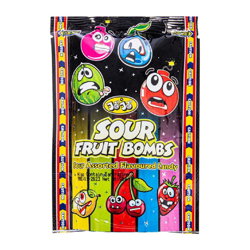 JOJO FRUIT BOMBS SOUR CANDY 50GM