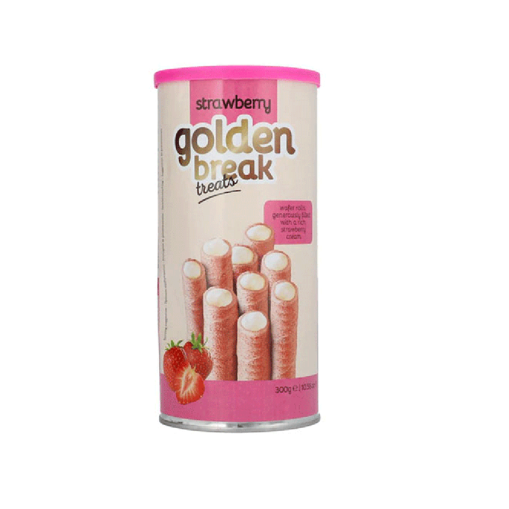 GOLDEN BREAK WAFER TREATS STRAWBERRY TIN 135 GM