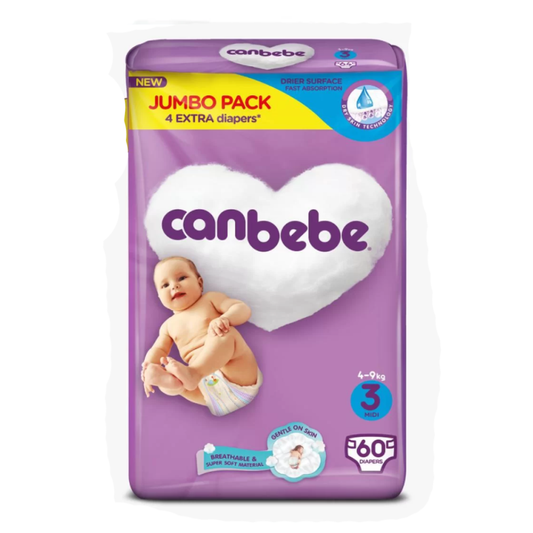 CANBEBE DIAPER NEW JUMBO MIDI NO3 60PCS 9-4KG