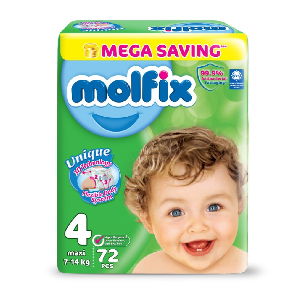 MOLFIX DIAPERS 4 MAXI 7-14 KG 72PCS