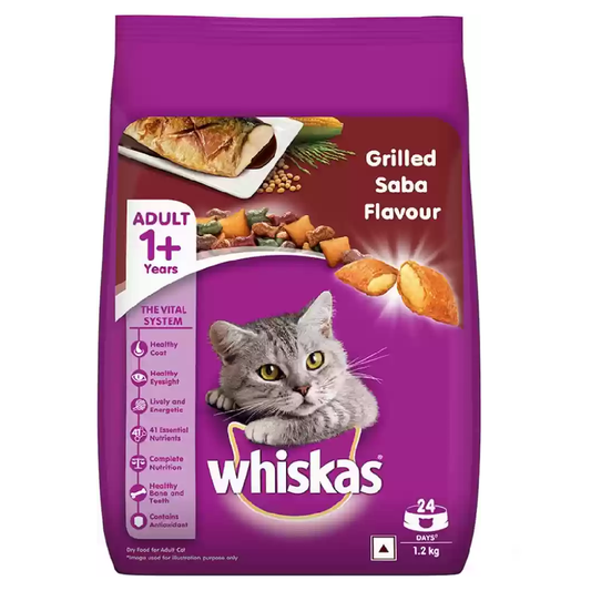 WHISKAS CAT FOOD ADULT GRILLED SABA 1+YEAR 1.2 KG