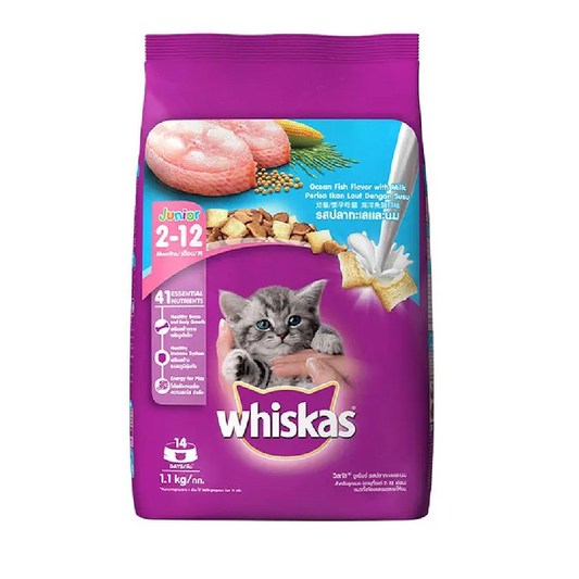 WHISKAS CAT FOOD JUNIOR OCEAN FISH WITH MILK 1.1 KG