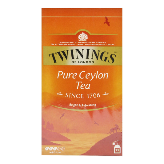 TWININGS TEA PURE CEYLON BRIGHT & REFRESHING 25 BAGS 50 GM