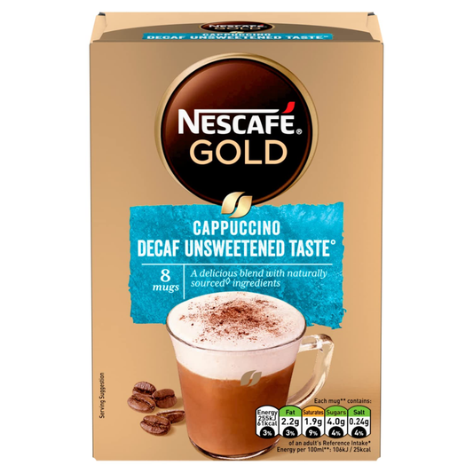 NESCAFE GOLD COFFEE CAPPUCCINO DECAF UNSWEETENED 120 GM