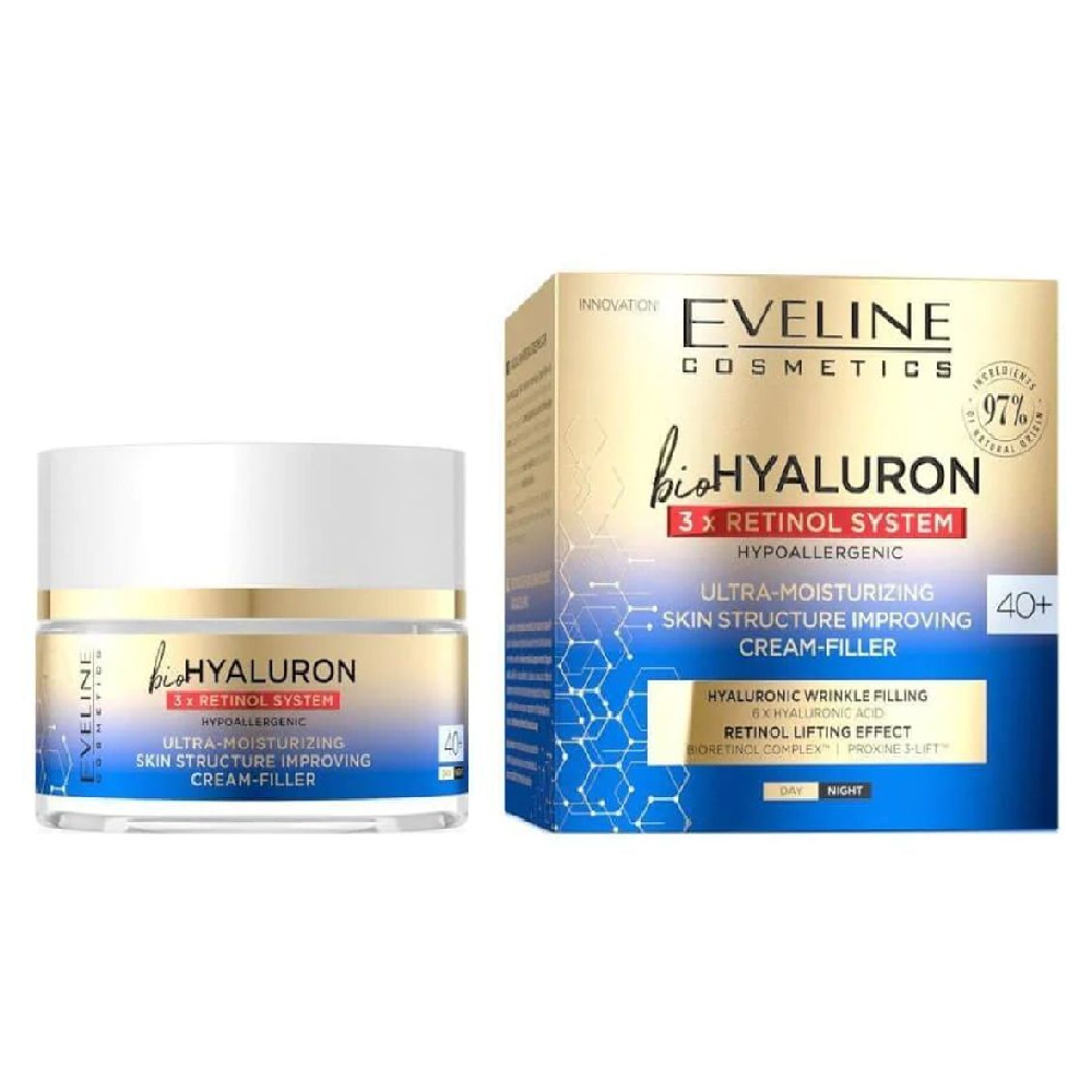 EVELINE BIO HYALURON 3X RETINOL SYSTEM CREAM FILLER 40+ 50ML