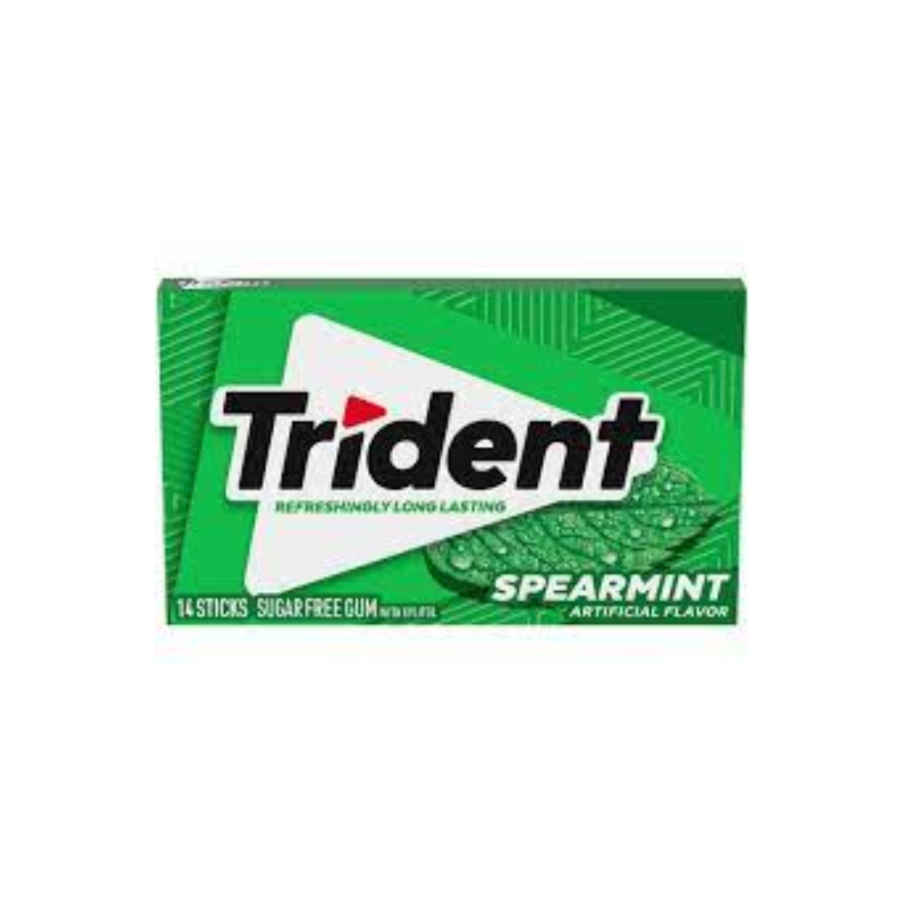 TRIDENT BUBBLE GUM SPEARMINT 14 STICKS