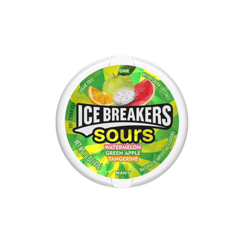 ICE BREAKERS SOURS APPLE WATER MELON SUGAR FREE 42 GM