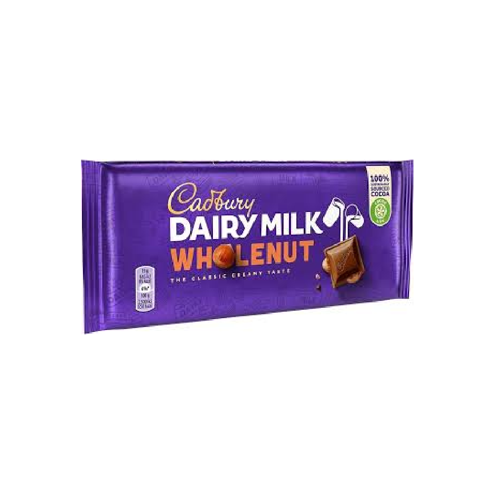 CADBURY DAIRY MILK CHOCOLATE WHOLE NUT 120 GM