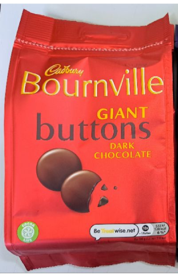 CADBURY CHOCOLATE BUTTONS BOURNVILLE GIANT 110 GM