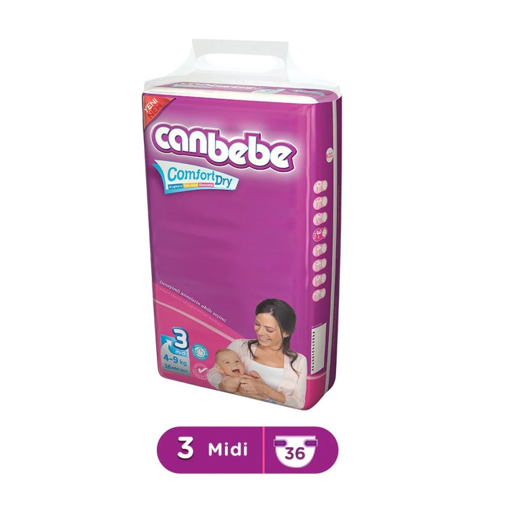 CANBEBE COMFORT DRY 3 MIDI 4-9 KG 36 ADETS/PCS