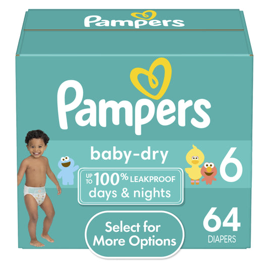 Pampers Baby Dry Diapers Size 6, 64 Count (Select for More Options)