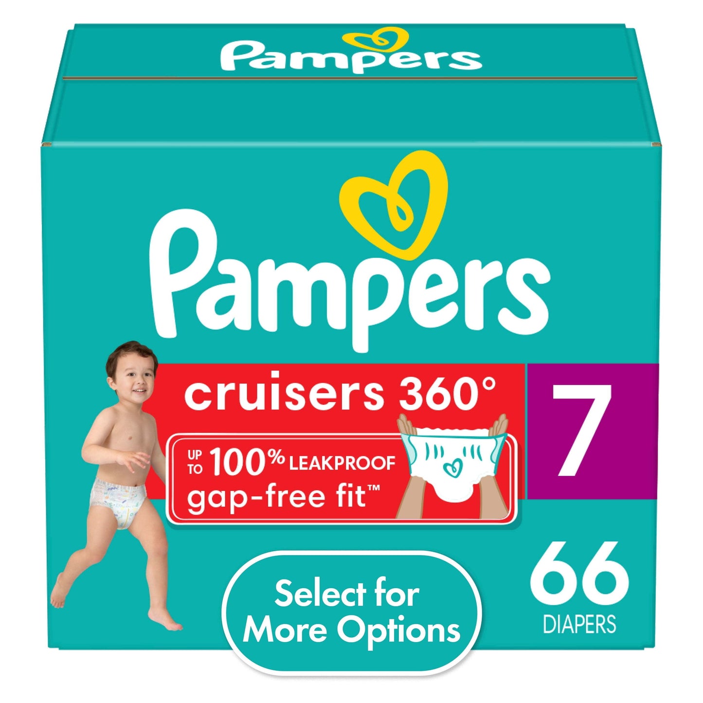 Pampers Cruisers 360 Diapers Size 7, 66 Count