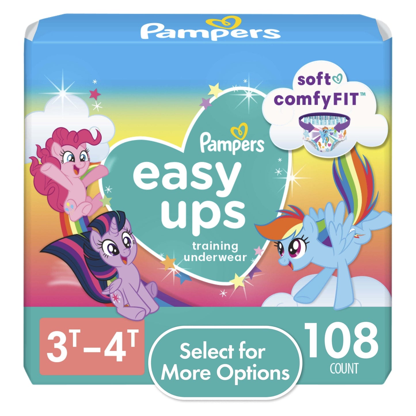 Pampers Easy Ups My Little Pony Training Pants Toddler Girls 3T/4T 108 Ct