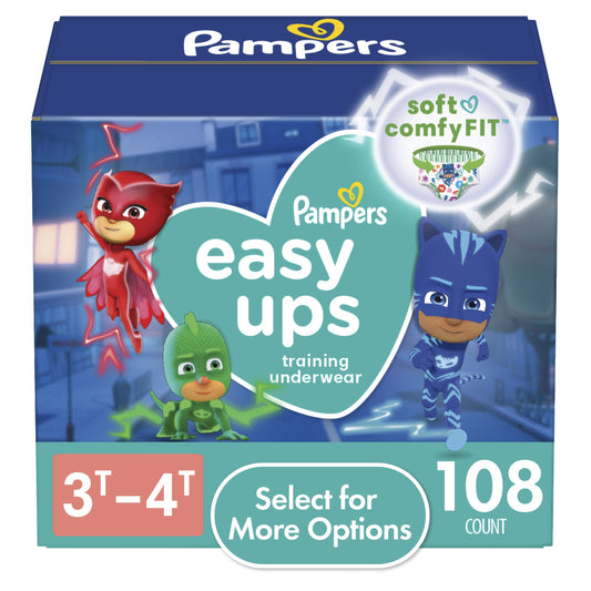 Pampers Easy Ups PJ Masks Training Pants Toddler Boys Size 3T/4T 108 Count