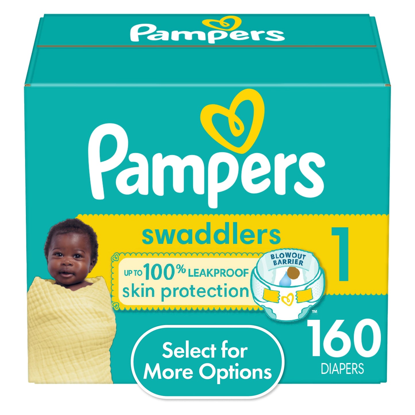 Pampers Swaddlers Diapers, Size 1, 160 Count