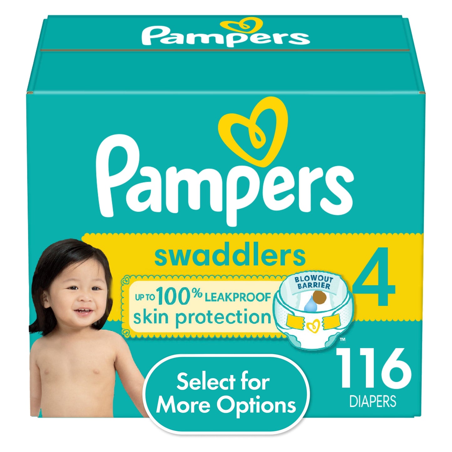 Pampers Swaddlers Diapers, Size 4, 116 Count