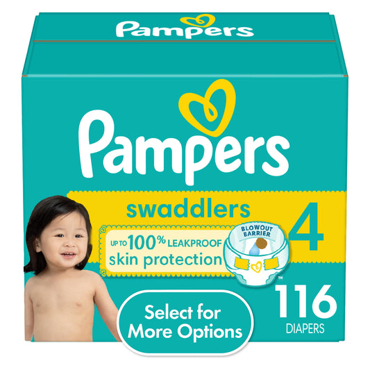 Pampers Swaddlers Diapers, Size 4, 116 Count