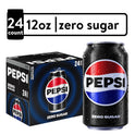 Pepsi Cola Zero Sugar Soda Pop, 12 oz, 24 Pack Cans