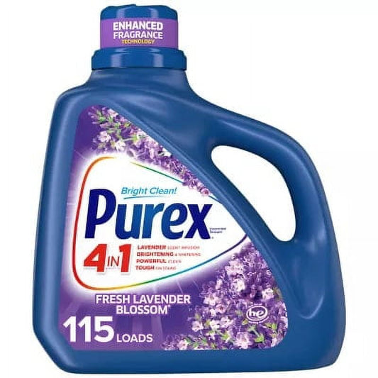 Purex Liquid Laundry Detergent, Fresh Lavender Blossom Fragrance, 150 Fluid Ounces, 115 Loads