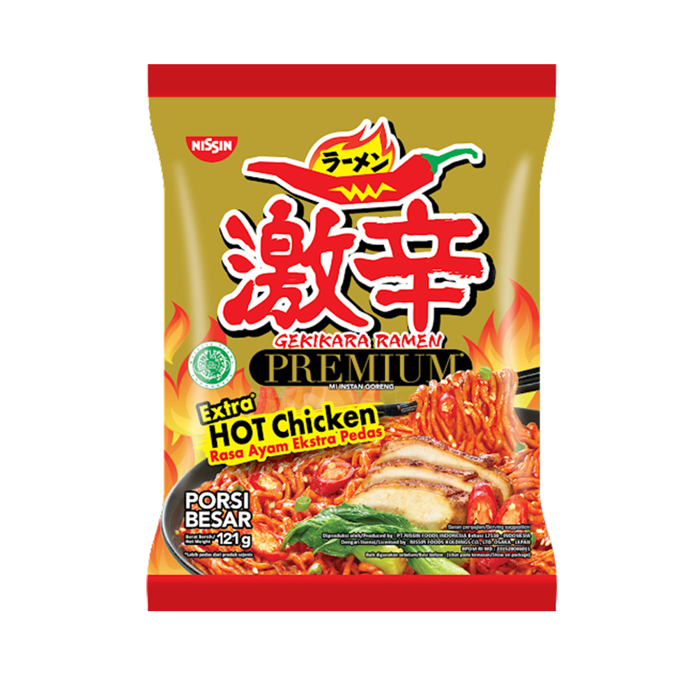 NISSIN GEKIKARA RAMEN NOODLES PREMIUM EXTRA HOT CHICKEN 121GM