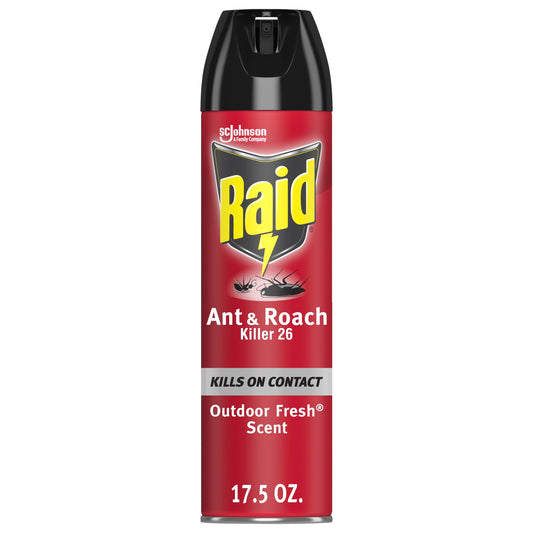 Raid Ant & Roach 26, Aerosol Bug Spray Kills on Contact, Outdoor Fresh Scent, 17.5 oz